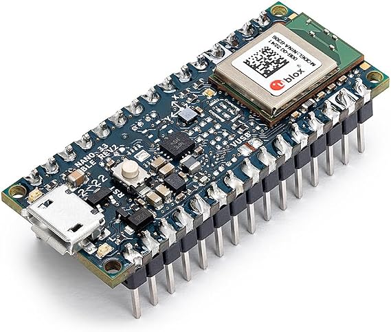Arduino Nano 33 BLE Rev2 with Headers [ABX00072] - nRF52840 Microcontroller, Bluetooth Low Energy (BLE), MicroPython Support, 3.3V, Small Form Factor for IoT & Wireless Projects