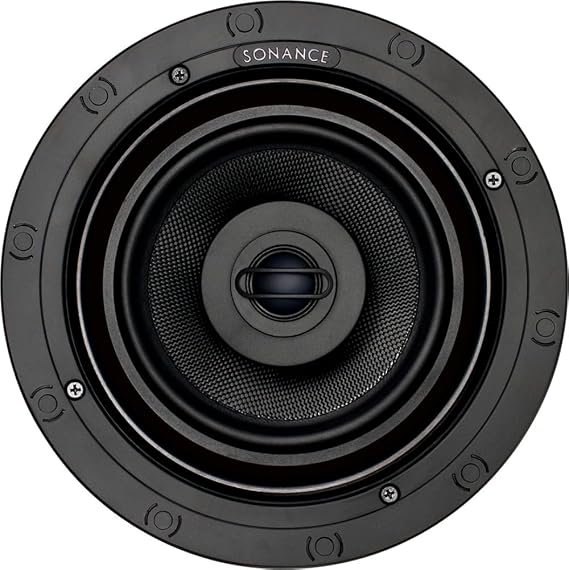 Sonance 93014 Model VP66R Visual Performance Series Medium Round in Ceiling Speakers (Pair), 5 Watts Minimum/140 Watts Maximum Power Handling, 1" (25mm) Powder-Coated Aluminum Dome Tweeter
