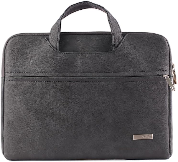 Teamgee Leather Laptop Sleeve, 15.6" Portable Monitor Carrying Bag, Slim Protective Laptop Case Waterproof Durable for 13-15.6 inch Laptops, Graphite Black