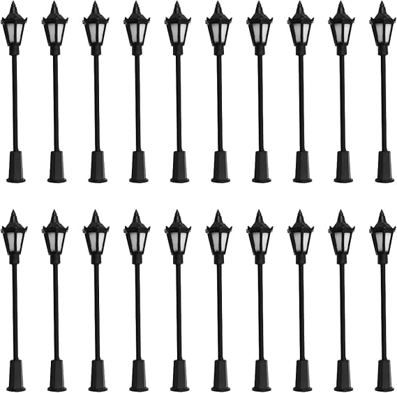 WANGCL 20PCS Plastic LED Mini Lamppost Street HO OO Scale 1/100 for Sandboxes Miniature Gardens Cities Model