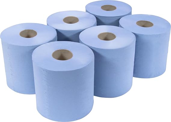 Centrefeed Blue Rolls - 2 Ply Heavy Duty Industrial Towels - 150 Metres (Pack of 6)