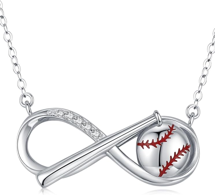 CHENGHONG Baseball Necklace Baseball Bats Charm Necklace Pendant Men Sports 925 Sterling Silver for Men Women Baseball Gifts