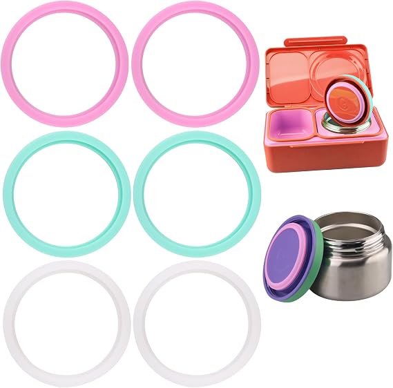 6 pcs Lid Seal Gasket for Omie OmieBox UP bento box,rubber gasket for Omie OmieBox UP bento Box Insulated food containers(3 colors)