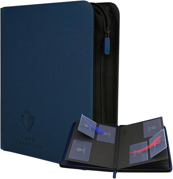 Card Guardian Toploader 4 Pocket Premium Binder with Zipper, Blue