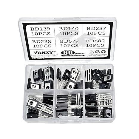 BD139 BD140 BD237 BD238 BD679 BD680 TO-126 Transistor Kits 6Values | 60pcs Power Transistors for Circuit Design, Repair, Learning & Experiments
