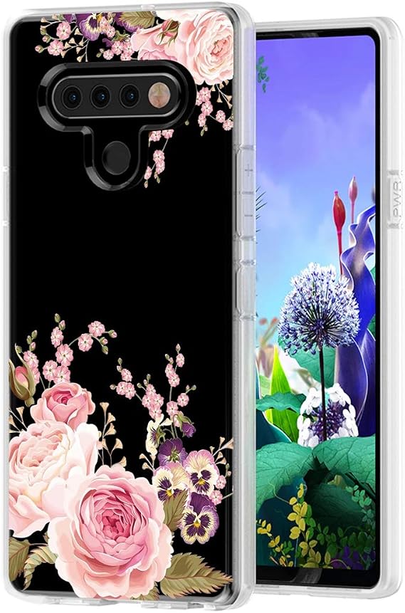 for LG Stylo 6 Case, for LG Stylo6 Cute Case, Clear Flexible Bumper TPU Soft Rubber Silicone Cover Phone Case for LG Stylo 6 (Rose Flower)