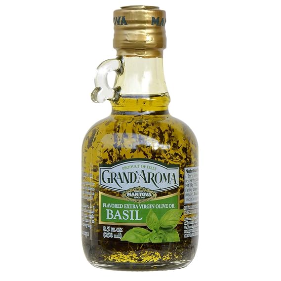 Mantova Grand'Aroma Basil Flavored Extra Virgin Olive Oil, 8.5 Fl. oz. (Pack of 1)