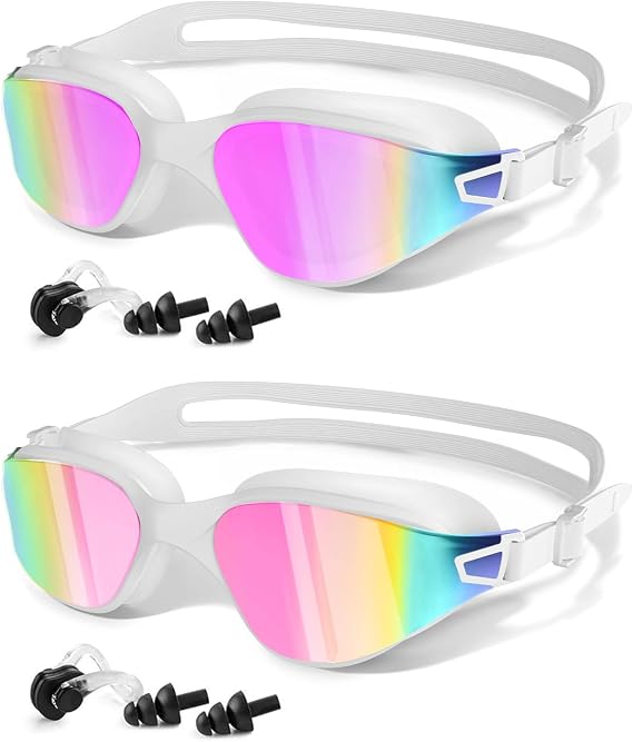 MOXTOYU Swimming Goggles 2 Pack, Professional Anti Fog No Leaking UV Protection Swim Goggles for Women Men Adult Youth