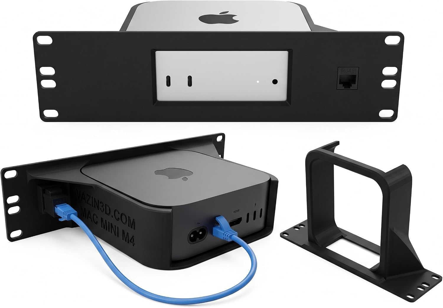 10インチ 1.5U ラックマウント Mac mini M4 2024用 10インチ ネットワークラック対応 キーストーンとケーブル付属 ブラック