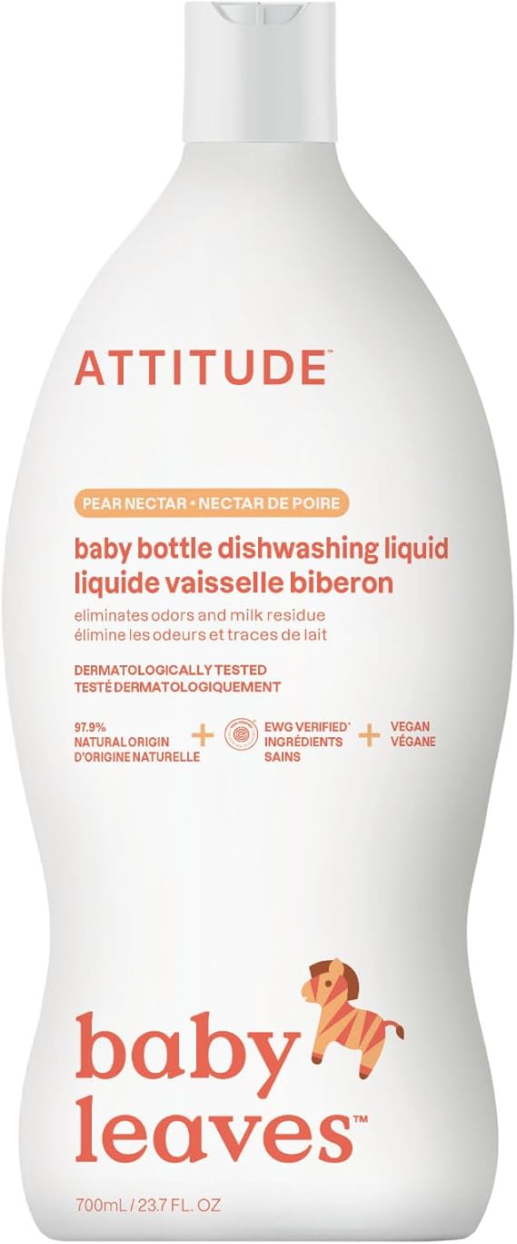 ATTITUDE Baby Bottle & Dish Soap, EWG Verified, Pear Nectar, 23.7 fl oz