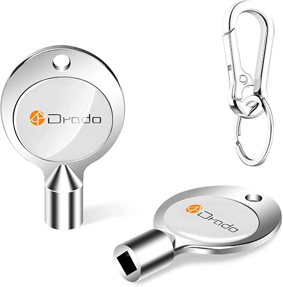 Drado 5mm Radiator Bleed Keys, Square Opening Vent Key with Keyring for Air Valves