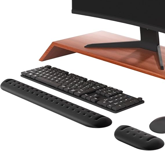 Klasse Gaming Klavye ve Mouse Bilek Destek Seti, ErgoPad, Kaymaz Tabanlı, Nefes Alan Kumaş, Ağrı Önleyici (Siyah Destek Seti)