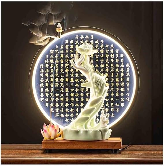 Buddha Statue Buddha Hand Lotus Flower can be Smoked with Wooden Light Ring Buddha Statue Decoration in The Foyer Feng Shui Feng Shui Decoration