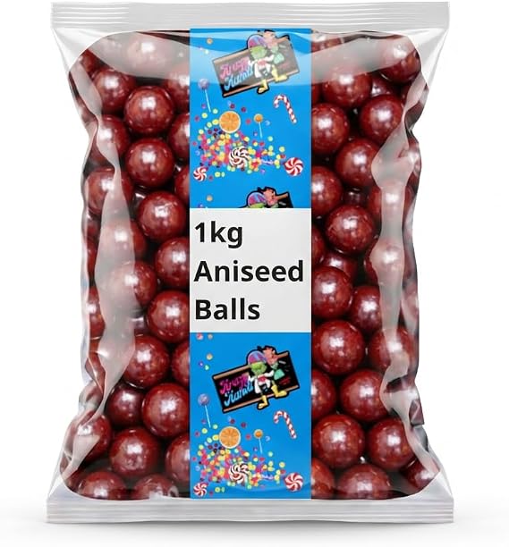 Krazy Kandi Aniseed Balls 1kg Bulk Bag | Traditional Hard Boiled Sweets | Intense Aromatic Flavour | Retro Pick and Mix for Sharing, Party Bags and Gifting