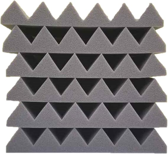 2 inch Acoustic Foam Panels Wedges Studio Sound Proofing Recording Studio 12" x 12" x 2", 6 Packs (Grey)