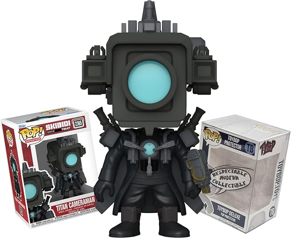 Funko Skibidi Toilet Titan Cameraman + ToyBop Protector: Viral Meme Pop! Animation Vinyl Figure (Bundled with Pro-Deluxe Pop Protector Collector Case Box Gift Set)