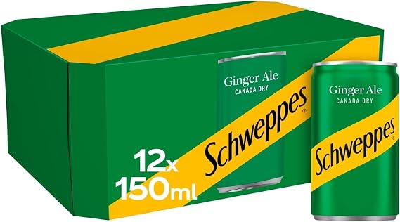 Ginger Ale Canada Dry Sparkling Soft Drink, 12 x 150ml Mini Cans, Refreshing Carbonated Beverage