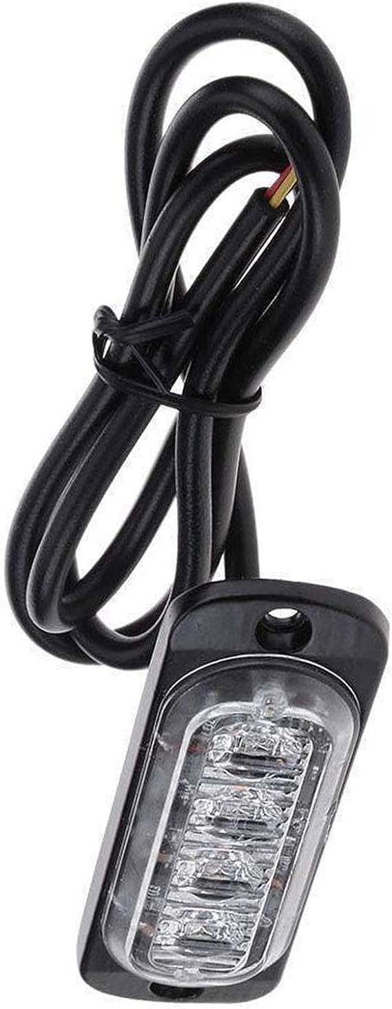 Led Strobe Lights - 4-LED Amber Strobe Lights | Aluminum Super Bright Waterproof Vehicles Trucks Strob Light, 12V-24V Beacon Warning Hazard Flash Strob Light Bar