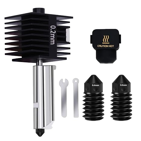 Upgrade Hotend Kit for Bambu Lab A2L/A1/A1 Mini, Hot End Assembly 0.2/0.4/0.6mm Hardened Steel Nozzle & Silicone Sock for Bambu Lab 3D Printer Part