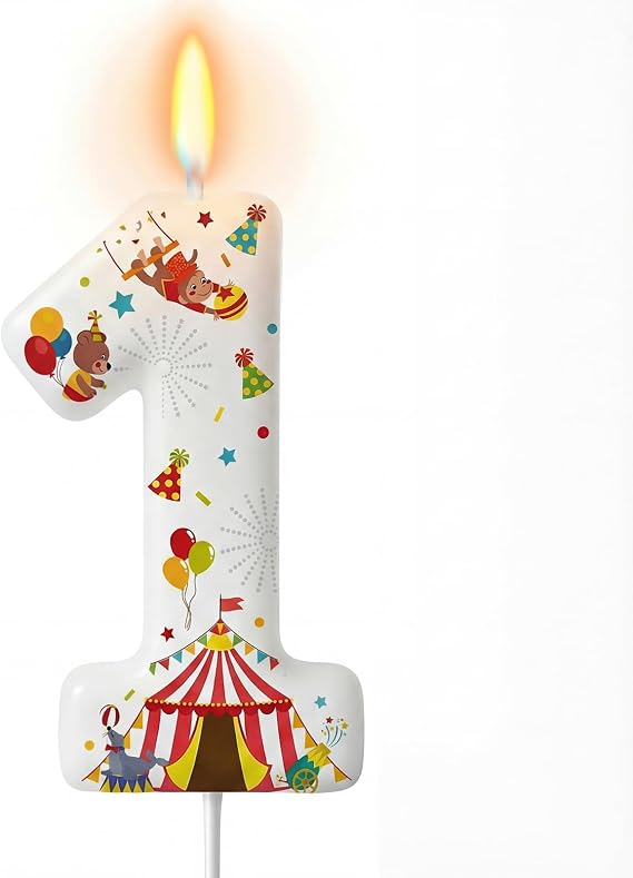 Conelist Carnival Number 1 Candle Circus Cake Topper Candle 1