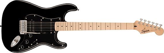 Fender Squier Sonic Stratocaster HSS, Maple Fingerboard, Black Pickguard, Black (0373203506)