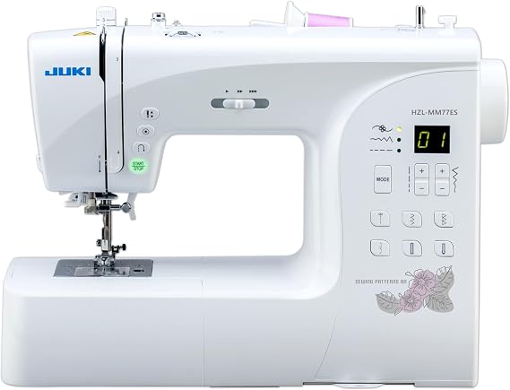 JUKI HZL-MM77ES Computer Sewing Machine, Automatic Thread Tuning Function, Pressure Adjustment, Equipped with 80 Sewing Patterns, Compact yet Powerful