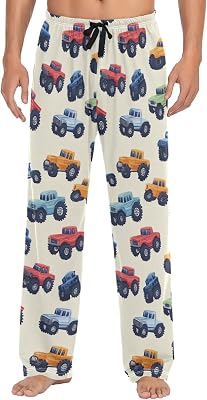 Pigsaly Pajama Pants Colorful Monster Truck Mens Pajama Bottoms Lounge Sleepwear PJs Sleep Pants S