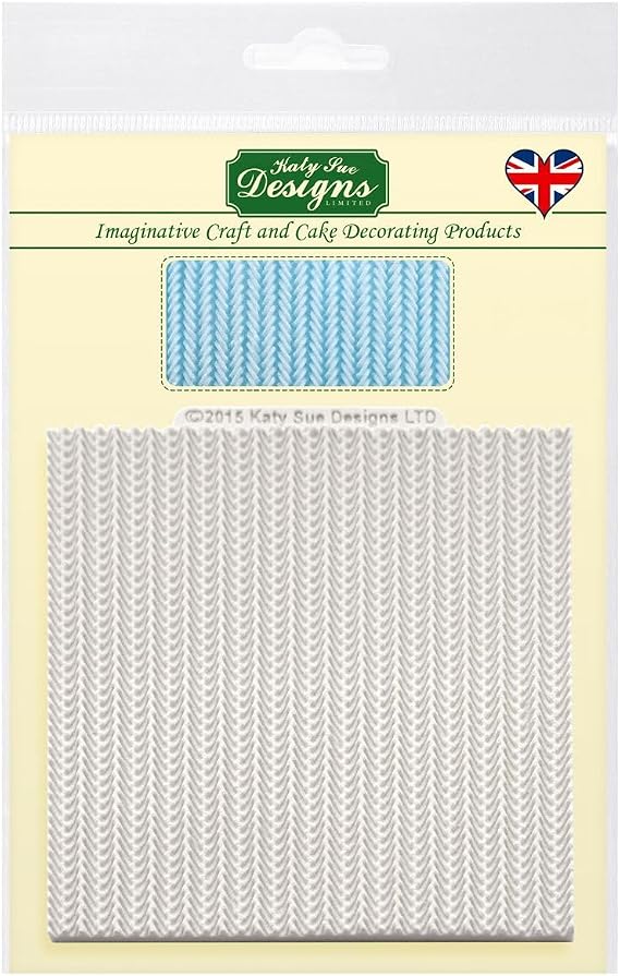 Katy Sue Cable Knit Silicone Mold for Cake, Cookie Decorating, Craft. A Cable Knit Texture Mold to Use with Fondant, Gum Paste, Sugar Paste, Air Dry Clay from Katy Sue Designs Fondant Molds