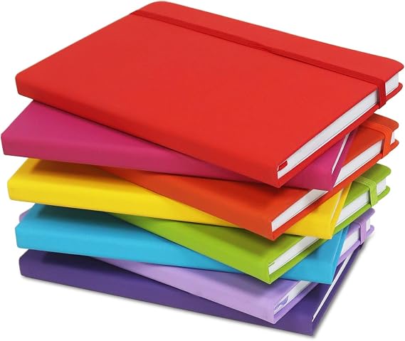 A5 Journal Notebooks liend for Work, Leather Notepad Hardback for Writing, Diary,Taking Notes, Organizing Schedules, Teaching, and Studying 224 Pages-Multicolored (8 Pack)