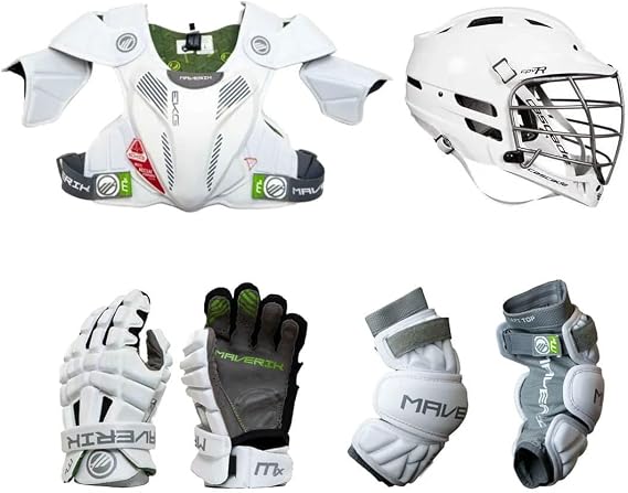 4-Piece Maverik MX Intermediate Lacrosse Set with Cascade CPV-R Helmet (No Stick Included)
