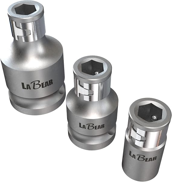 LABEAR 3-Piece Square Drive Bit Holder Socket Adapter Set, CR-V Steel