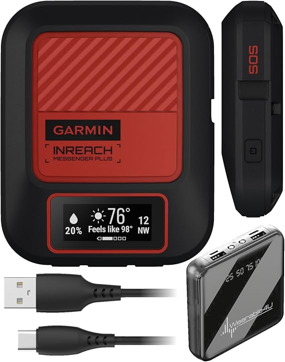 Garmin in Reach Messenger Plus, with Photo, Text & Voice Messaging Wothout Cell Service SOS Satelite Communicator (IPX7), Temp-Resistant | PowerBank Bundle