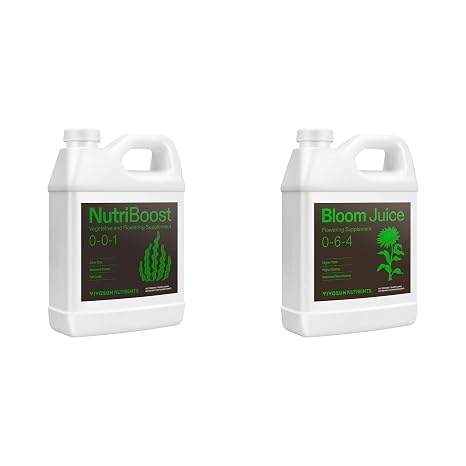 VIVOSUN All-in-One Concentrated Plant Additive NutriBoost (0-0-1) All-Purpose Liquid Fertilizer and Bloom Juice (0-6-4), Flowering Supplement Liquid Fertilizer for Flowering Stage, Concentrated Plant
