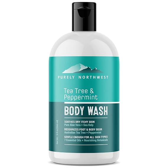 Tea Tree Body Wash for Men and Women Natural Tea Tree Oil Body Cleanser for Odor, Skin Irritations, Hydrating Shower Gel for Sensitive Skin, Gentle and Refreshing Body Wash