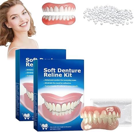 Soft Denture Silicone Reline Kit, Denture Silicone Reline, Soft Denture Reliner Kit, Soft Denture Reline Kit for Men and Women (2Box)