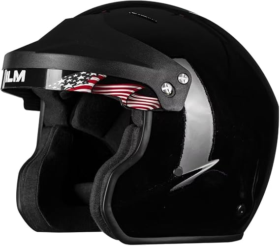 ILM Snell SA2025 Open Face Auto Racing Helmets for Men and Women Model R85 (L, GlossBlack)