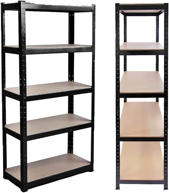 Garage Shelving Units,150cm x 70cm x 30cm | Heavy Duty Racking Shelves for Storage - 5 Bay, Black 5 Tier (175KG Per Shelf), 875KG Capacity | For Workshop, Shed, Office, Black