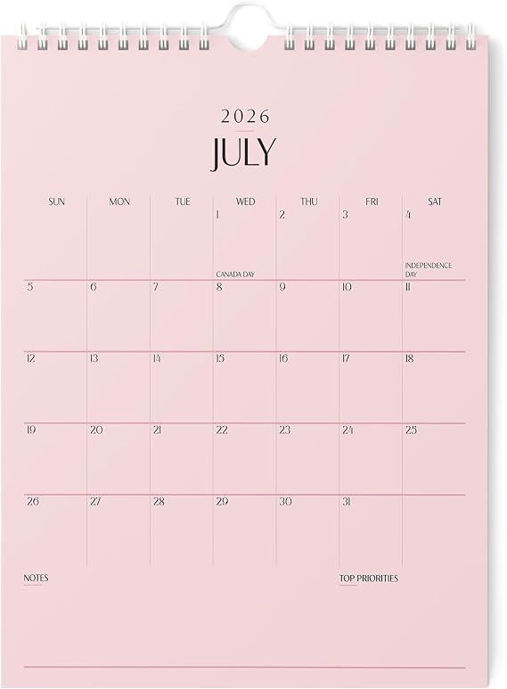 Karto Wall Calendar 2026-2027 8.5x11 in - All Pink