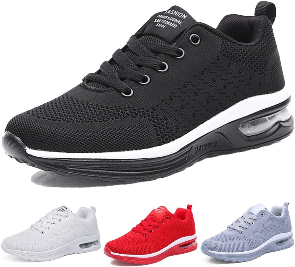 Unisex Shoes, Sneakers, Sports, Running, Walking, for Training, Breathable, Thick Sole, Jogging, Large, Lightweight, Casual, Mesh, Popular, US Size 6 - 11 22.5 - 28.5 cm, Black, White