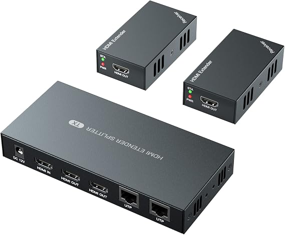 HDMI Extender Splitter 1x2 1080P@60Hz Over Cat 5E/6/7 Ethernet Cable 165ft