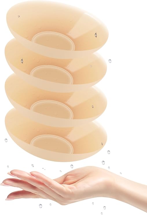 Nipple Covers for Women Reusable Silicone, Waterproof Grippy Seamless Pasties, Breast Covers No-Show Inserts with Travel Case, Ultra-Thin Adhesive Bra