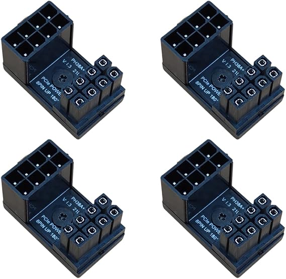 COMeap (4-Pack) 8 Pin 180 Degree Adapter, Standard Type GPU VGA PCIe 8 Pin U Turn 180 Degree Angle Connector Power Adapter Board for Desktop Graphics Card