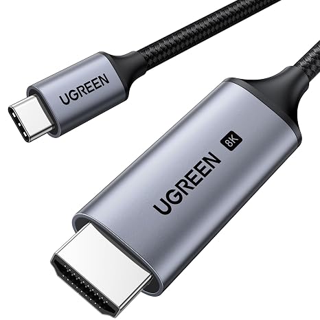 UGREEN USB C to HDMI 2.1 Cable 8K@60Hz Thunderbolt 5/4/3 Type C Adapter,2M | 4K 1440P@240/120Hz,HDR10,Dolby Audio,HDCP 2.3,For MacBook Pro/Air M5 M4 M3,Mac Mini/Neo,iPad,iPhone 17,Galaxy Tab S11/S26,XPS