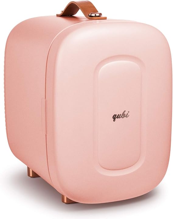 QUBI Mini Fridge, Professional Skincare Fridge, Mini Cosmetics Makeup Fridge, Compact Fridge 5 Liter (Pink)