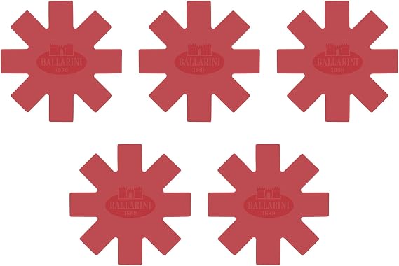 BALLARINI Accessories 5-pc 15.7-inch Silicone Cookware Protecters, Made in Italy, Red