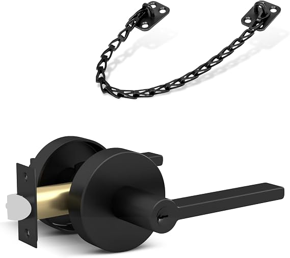 Mega Handles Ralph Collection - Reversible Entrance Door Handle + Transom Chain (Matte Black)