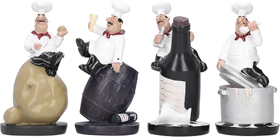 Tyenaza Chef Statue, Model Chef Statue Figurines Set, Kitchen Decor with Potatoes Resin Ornaments Collectible Gift, for Home, Bakeries, Restaurant