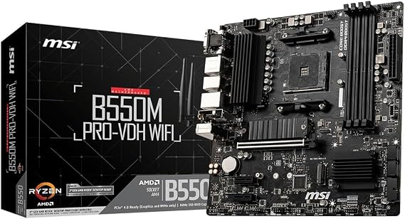 MSI B550M PRO-VDH WiFi ProSeries Anakart (AMD AM4, DDR4, PCIe 4.0, SATA 6Gb/s, M.2, USB 3.2 Gen 1, Wi-Fi, D-SUB/HDMI/DP, Micro-ATX)
