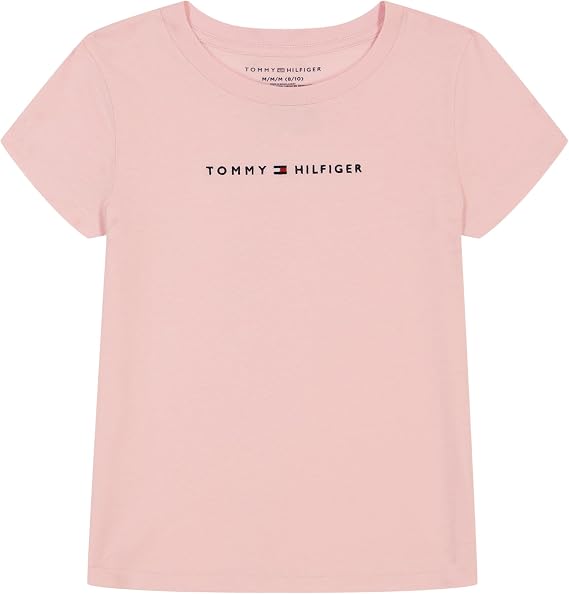 Tommy Hilfiger Girls' Short Sleeve Flag Logo Tee, Soft & Comfortable