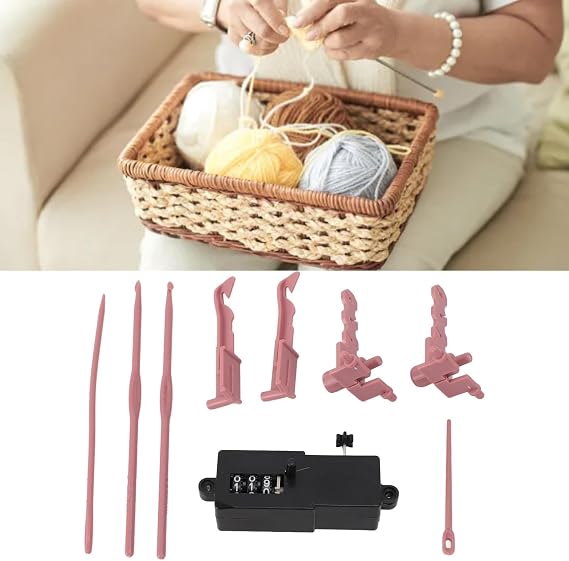 Knitting Machine Accessories Adapter Battery Free Digital Knitting(9pcs) | Counter Tensioner Drill Attachment with Knit Hook Wool Needle Kit Portable DIY Knitting Supplies Replacement